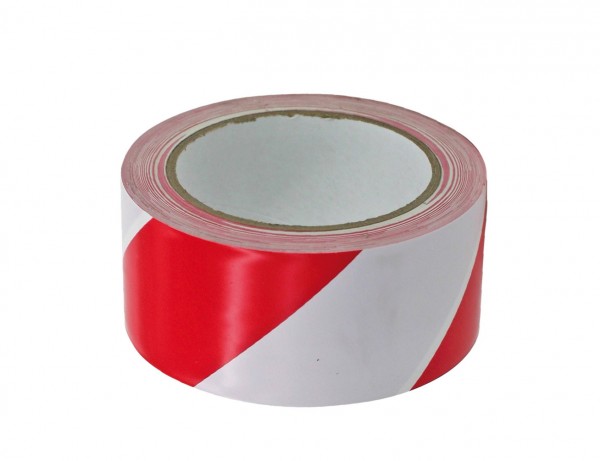 Warnmarkierungsband PVC selbstklebend | 60 mm x 66 m | rot/weiss